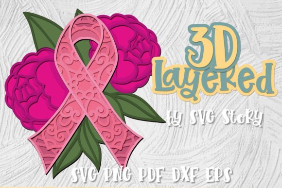 3D Breast Cancer Sign Pink Ribbon 01
