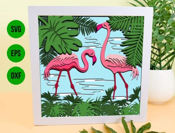 3D Flamingo Svg - Tropical Shadow Box: A Creative Tool for Digital Artists and Crafters