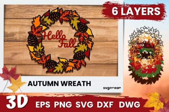 3D Hello Fall Wreath Svg for Creative Projects