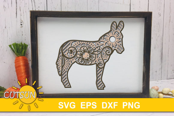 3D Layered Donkey Mandala SVG - 5 Layers