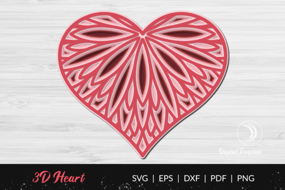 3D Layered Valentine Heart Mandala