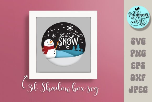 3D Let It Snow Svg Christmas Shadow Box