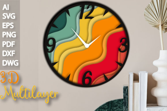 3D Multilayer Vintage Clock SVG File
