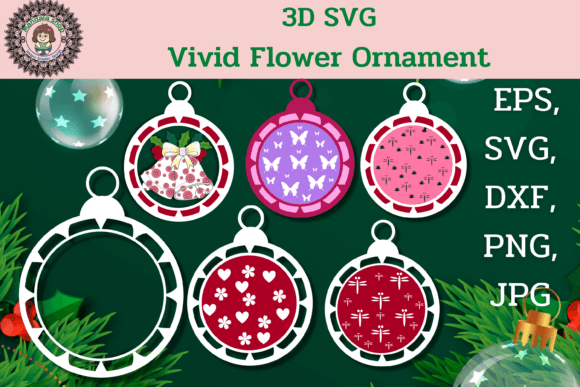 3D SVG Vivid Flower Ornaments