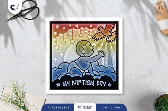 Baby Boy Baptism 3D Shadow Box