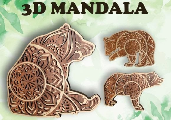 Bears 3 Designs 4 Layers 3D Mandala