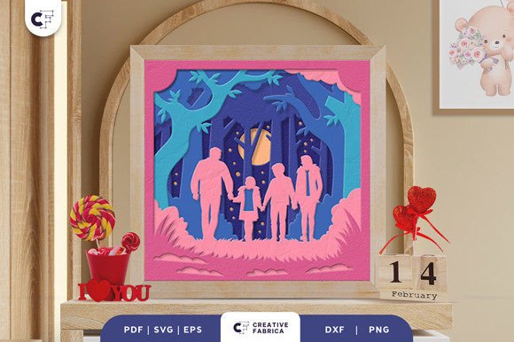 Beautiful 3D Shadow Box Paper Cut for Family Moments