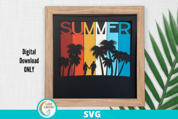 Couple Retro Summer 3D Svg Shadow Box