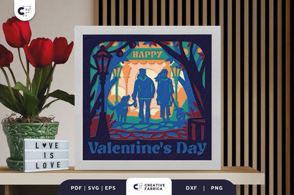 Couple Walking a Dog 3D Paper Cut SVG for Creative Crafting