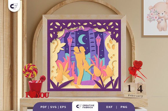 Creating a Romantic 3D Paper Cut Design with the Romantic Couple 3D Layered Paper Cut SVG