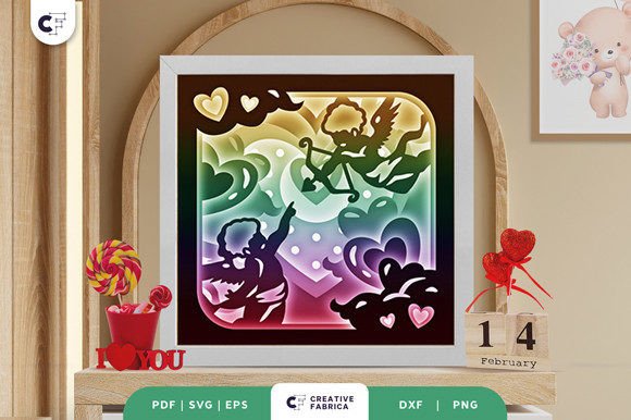 Cupid Shooting Love Arrow 3D Shadow Box