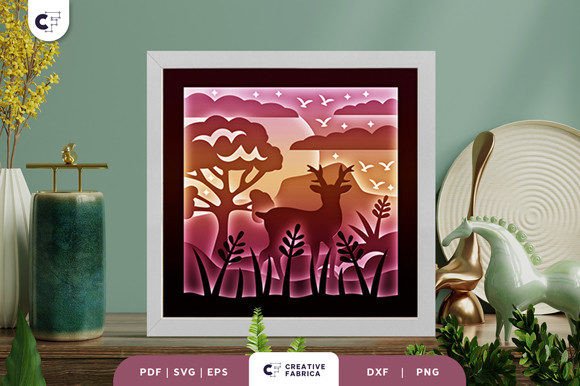 Deer on the Savanna Sunset 3D Shadow Box: A Creative and Decorative Craft Project