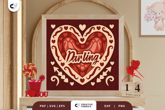 Discover the Beauty of the Darling Heart Shape 3D Shadow Box SVG