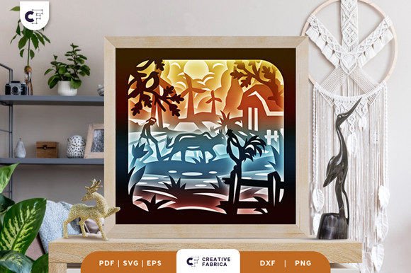 Farm Animal 3D Shadow Box Paper Cut