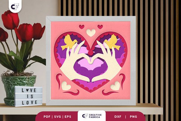 Finger Heart Shape 3D Shadow Box