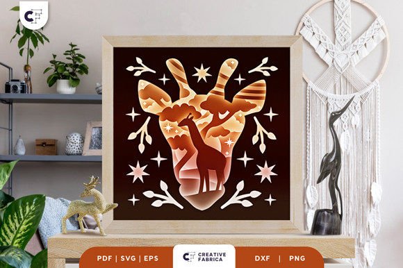 Giraffe Head 3D Shadow Box SVG