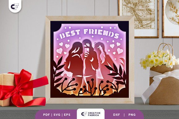 Girls Taking a Selfie 3D Shadow Box