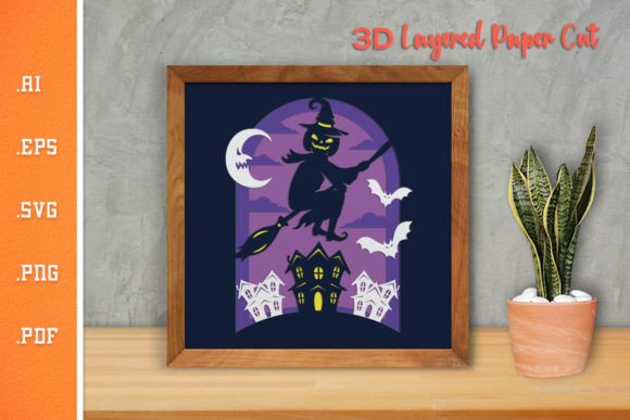 Halloween Witch 3D SVG Paper Cut 6