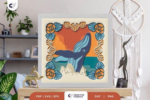 Humpback Whale 3D Shadow Box Paper Cut