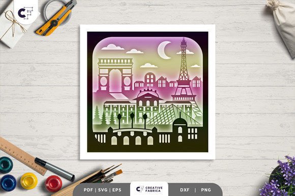 Paris France Landmark 3D Shadow Box